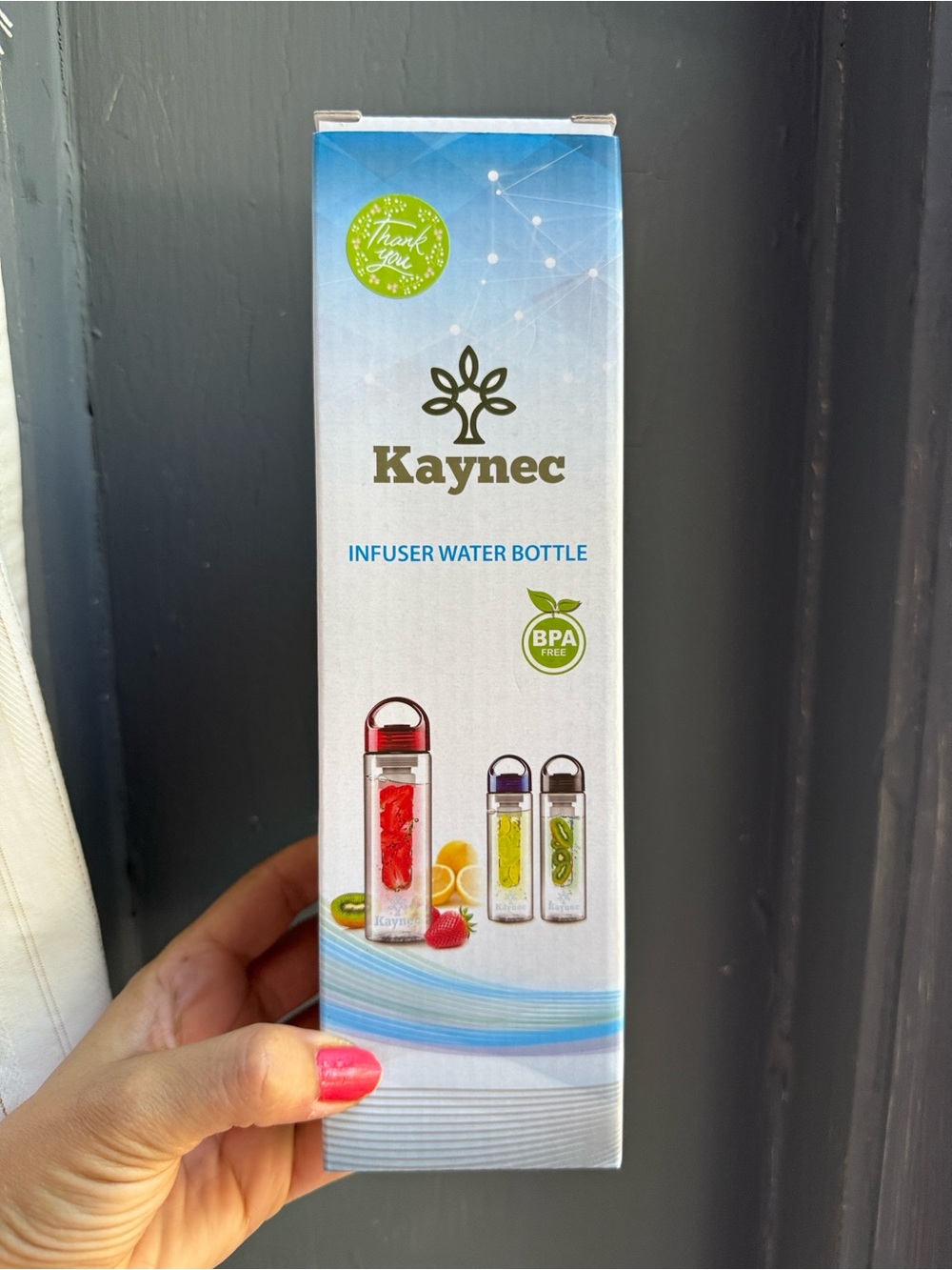 Kaynec Infuser Water Bottle - Clear with Red Accent